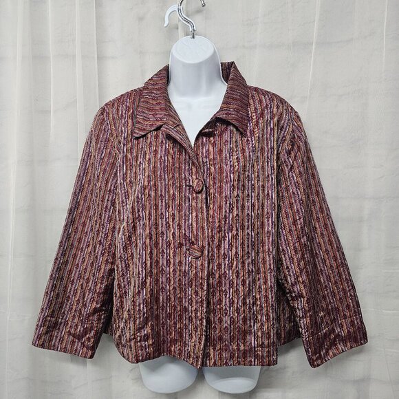 Coldwater Creek Purple Striped Boho Jacket Retro PXL - Picture 12 of 12